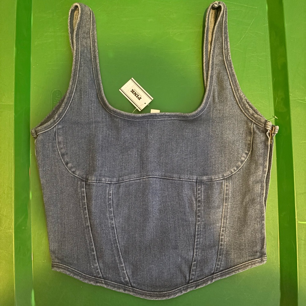 PINK Victoria's Secret Blue Denim Crop Top